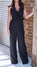 Load image into Gallery viewer, Falling in Love Black Ruffle Jumpsuit