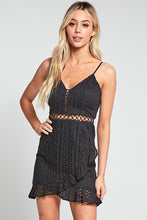 Load image into Gallery viewer, LAST ONE! Jet Plane Eyelet Black Dress