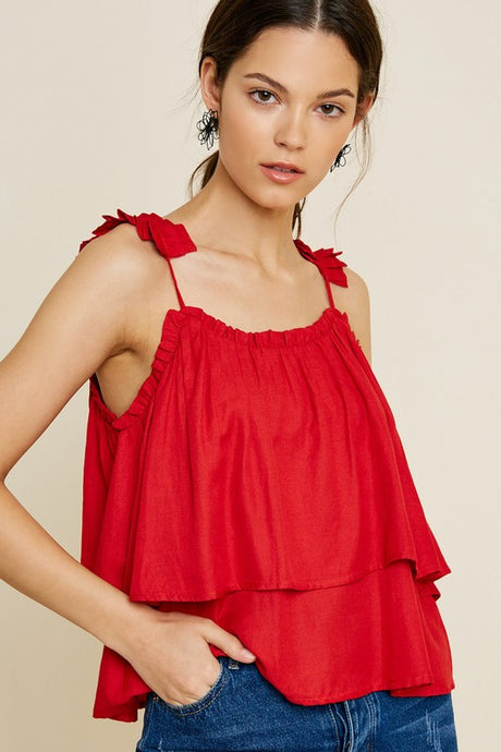 LAST ONE! Summertime Red Tiered Top