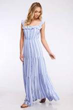 Load image into Gallery viewer, Stripe A Pose Blue Maxi Dress
