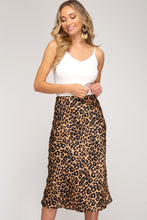 Load image into Gallery viewer, Wild Side Satin Leopard Print Midi Skirt