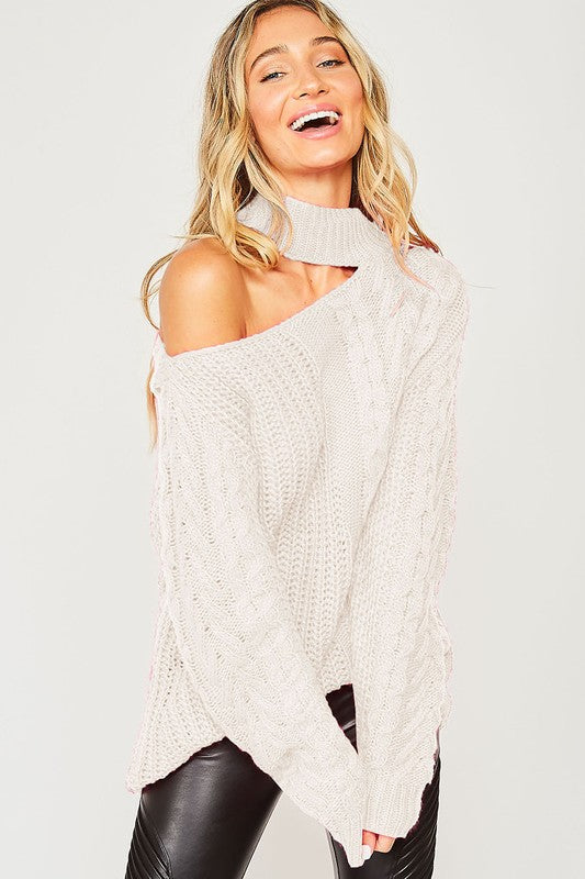 LAST ONE! Warm & Cozy Cream Cable Knit Sweater