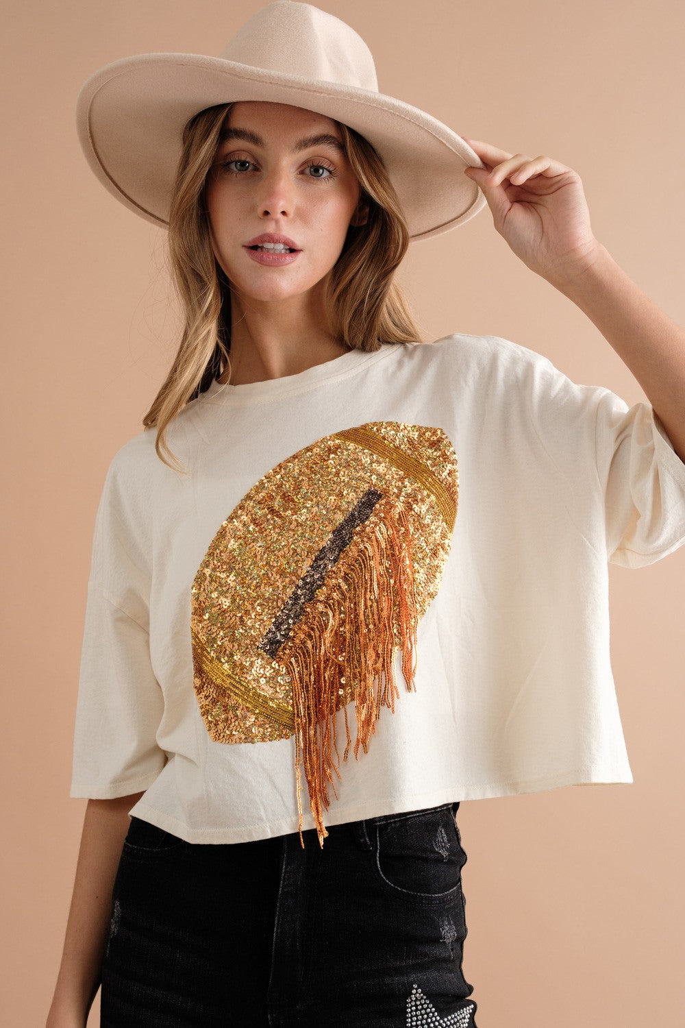 Football Sequin Game Day Crop Top