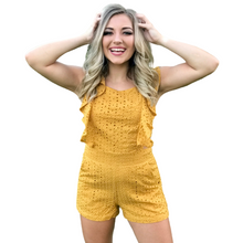 Load image into Gallery viewer, Eyelet It Be Marigold Romper