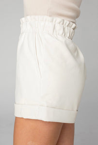 Buddy Love Peyton Paperbag Vegan Leather Shorts - White