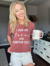 Load image into Gallery viewer, I Run On Jesus &amp; Pumpkin Spice Graphic Tee