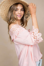 Load image into Gallery viewer, LAST ONE! Peach Fuzz Lace Trim Top