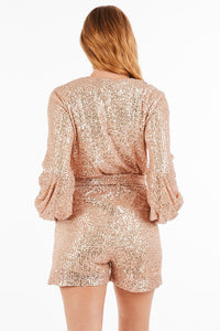 Time To Sparkle Rose Gold Sequin Romper