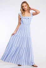 Load image into Gallery viewer, Stripe A Pose Blue Maxi Dress