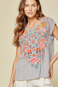 Beautiful Bloom Embroidered Shift Top